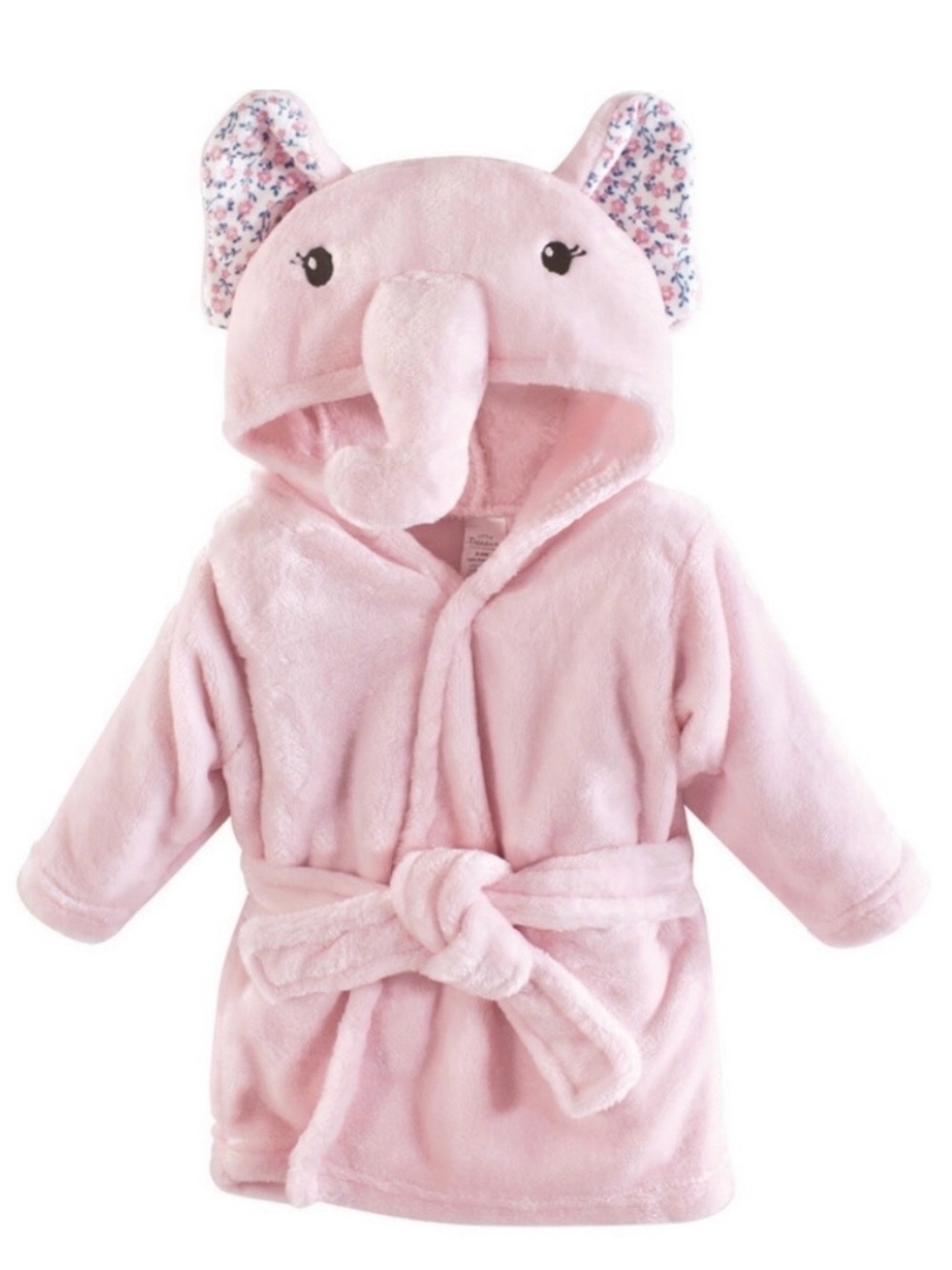 Little Treasure Pink Elephant Hooded Baby Girl Bathrobe with Floral Ear